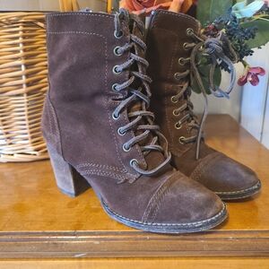 Steve Madden Gretell Suede Heeled Combat Boots Women's Size 7 Lace Up Cap Toe
